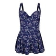 thumbnail image 2 of Aayomet Maillot de Bain pour Femmes Col en V Bretelles Réglables Dos Croisé Lacets, Bleu G, 2 of 4