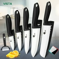 6PCS Ceramic Knives Set for Kitchen 5-Piece Sharp Paring Knives with Covers and a Peeler,Sharp 6-inch Serrated Bread Knife Fruit Cutter 3", 4", 5" Inch