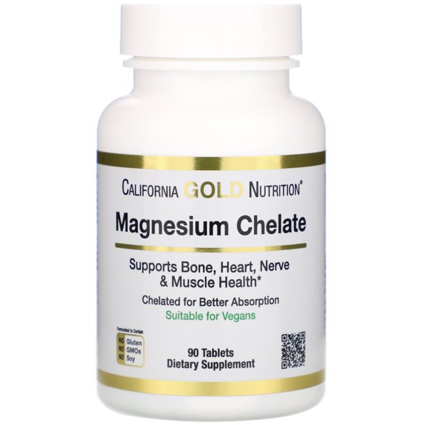 California Gold Nutrition Magnesium Chelate, 210 mg, 90 Tablets