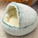 thumbnail image 4 of Mascota Perro Gato Perrera Cama relajante Nido redondo Peluche cálido Snooze 50cm verde Zulema felpa gatos perros cama, 4 of 8