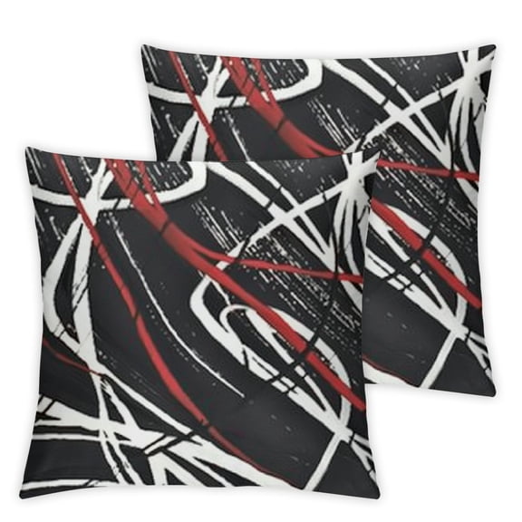 nygtbtfer Red Decorative Throw Pillow Covers  Set of 2, Gray Black and White Modern Abstract Stripes Geometric Pattern Pillow Case Cushion Cover for Sofa Couch Bed Farmhouse Outdoor Home Decor White