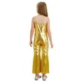 thumbnail image 3 of iiniim Kids Girls Disco Outfit 70s 80s Prom Sparkle Flare Jumpsuit Rave Party Full Bodysuit Gold 12, 3 of 7