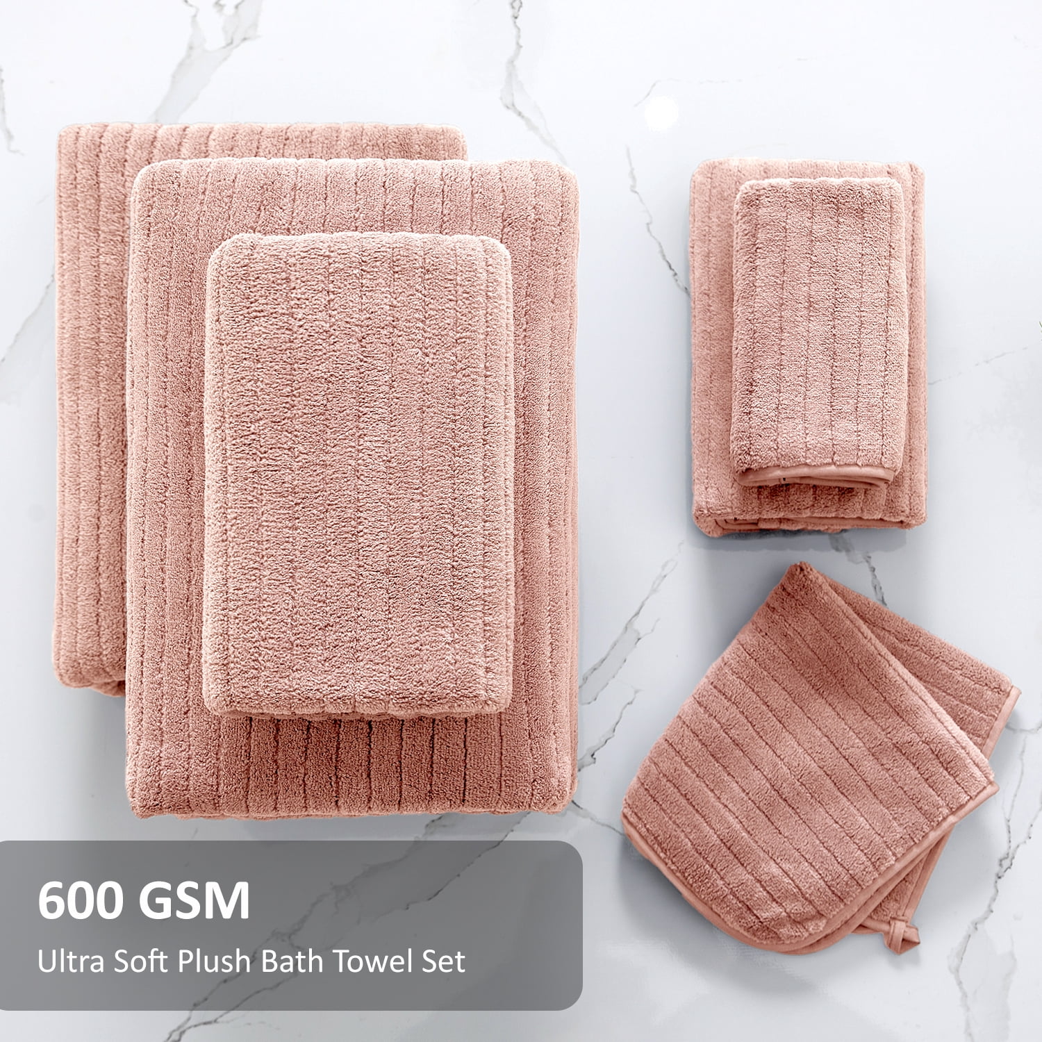 Covina Home 8 Piece Dark Orange Bath Towel Set Microfiber Bathroom Towel Set Ultra Soft Plush Oversized Towels Adult Luxury Bath Sheet