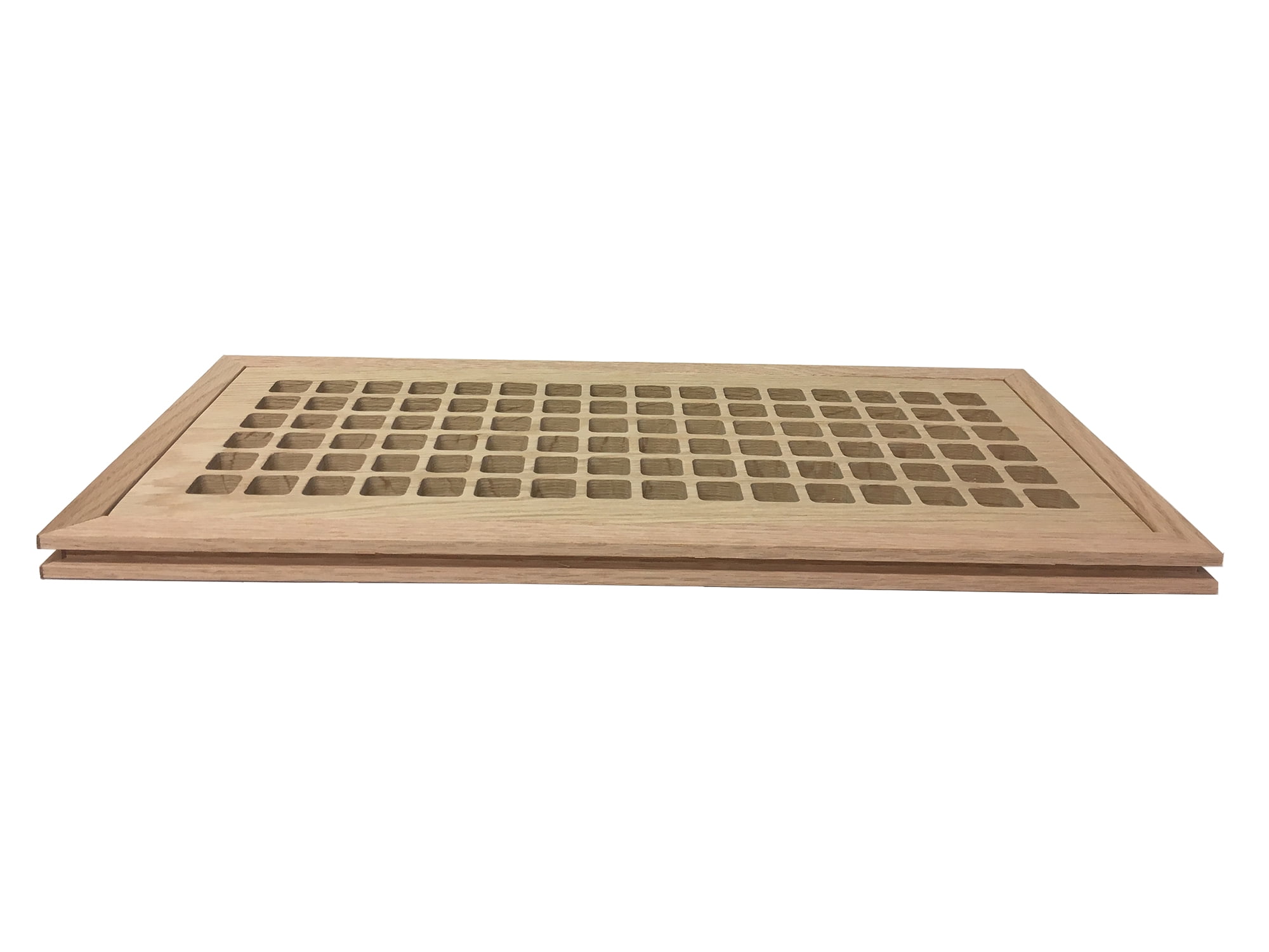 6 Inch x 18 Inch White Oak Hardwood Vent Floor Register Flush Mount, Eggcrate Style, Unfinished
