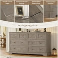 thumbnail image 6 of Gray Dresser with 8 Drawers 55" Farmhouse Chest of Drawers with Thickened Panel & Wide Tabletop, Combo Dresser Storage Cabinet for Living Room, 6 of 8