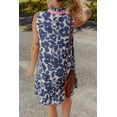 thumbnail image 2 of Elegant Blue Floral Sleeveless Colorblock Notched V Neck Mini Dress for Women | [ZhiHiMeRi] | (US 12-14)L, 2 of 9