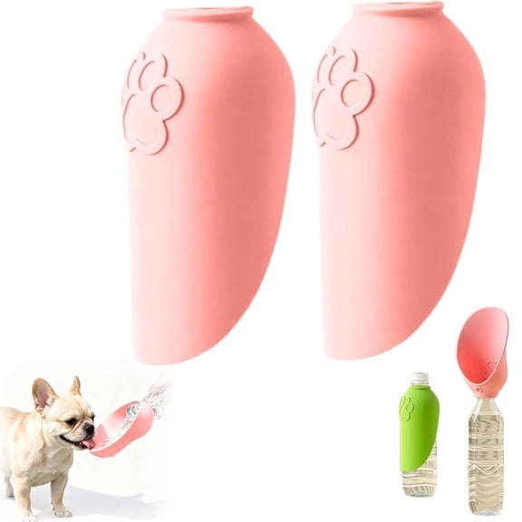 IFRINID Portable Pet Water Bottle Attachment, Foldable Tpr Dog Drinking Bowl for Hiking, Walking and Travel, 2 Pack
