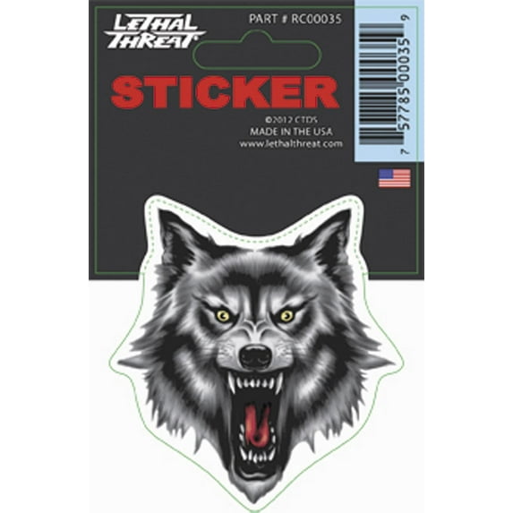 LETHAL THREAT DECALS Decals 2.75" x 3.5" Wolf Head RC00035