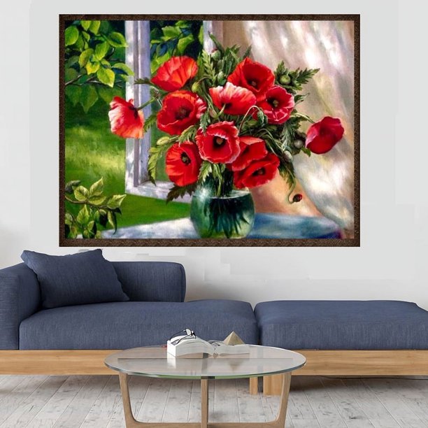 30x40cm 5D Full DIY Diamond Painting, New Rose Flower Diamond Painting, DIY Diamond Rhinestone Canvas Punto de cruz Pintura por número para decoración de pared Adultos niños brillar Electrónica