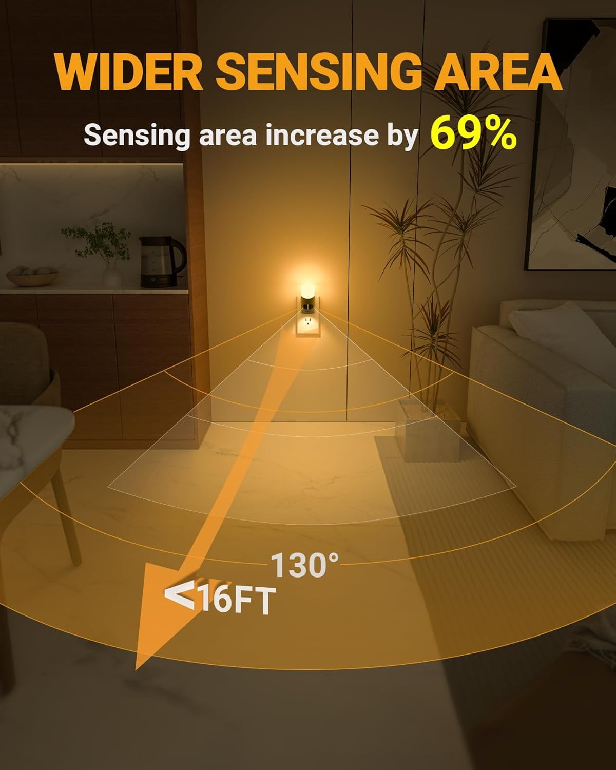 LED Night Lights Plug into Wall with Motion Sensor, 1-150LM Dimmable Plug-in Nightlight Indoor for Bedroom, Bathroom, Hallway, Stairs, Pet House, Toilet, 2 Pack
