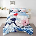 thumbnail image 2 of Manfei Cartoon Ocean Wave Queen Comforter Set for Teen, Japanese Cherry Blossoms Bedding Comforter Set, Tokyo Theme Bedding Set, Ultra Soft Home Decor, 3pcs, 2 of 8