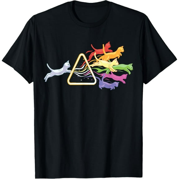 Cat Prism Rainbow Light Funny Physics Science T-Shirt