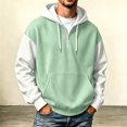 thumbnail image 2 of Bainana Mens Half Zip Hoodies Long Sleeve Casual Hoody Color Block Hooded Tops Party Wear Fall Outfit Size L, 2 of 4