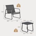 thumbnail image 2 of 3 Pieces Patio Furniture Set with Metal Frame Glass Table, Bistro Table and Chairs Set for Lawn - Black, 2 of 7