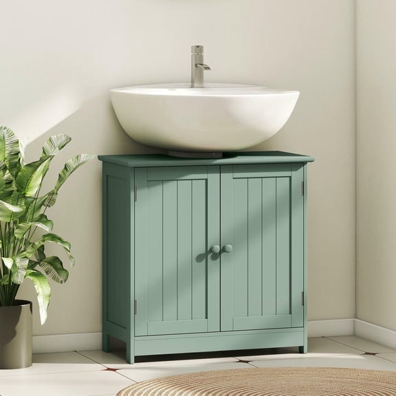 Resenkos Bathroom Vanity Cabinet, Under Sink Bathroom Cabinet with 2 Doors and Adjustable Shelf, Dark Green(sink not included)