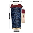 thumbnail image 3 of Stainless Steel Coffee Cup 7.7×2.6×3.5in Tapered Design Nylon Woven Wrist Strap Portable Durable Cup Bottom With Non-Slip Sticker Animal Print Style Mediumslateblue_1, 3 of 8