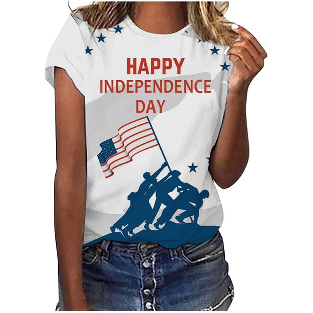 Pompotops Mode Femmes Tops Printe Casual Ample Coupe Tee Shirts Chemisier Imprimé Col Rond