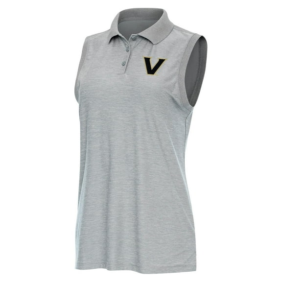 Women's Antigua Heather Gray Vanderbilt Commodores Recap Sleeveless Polo