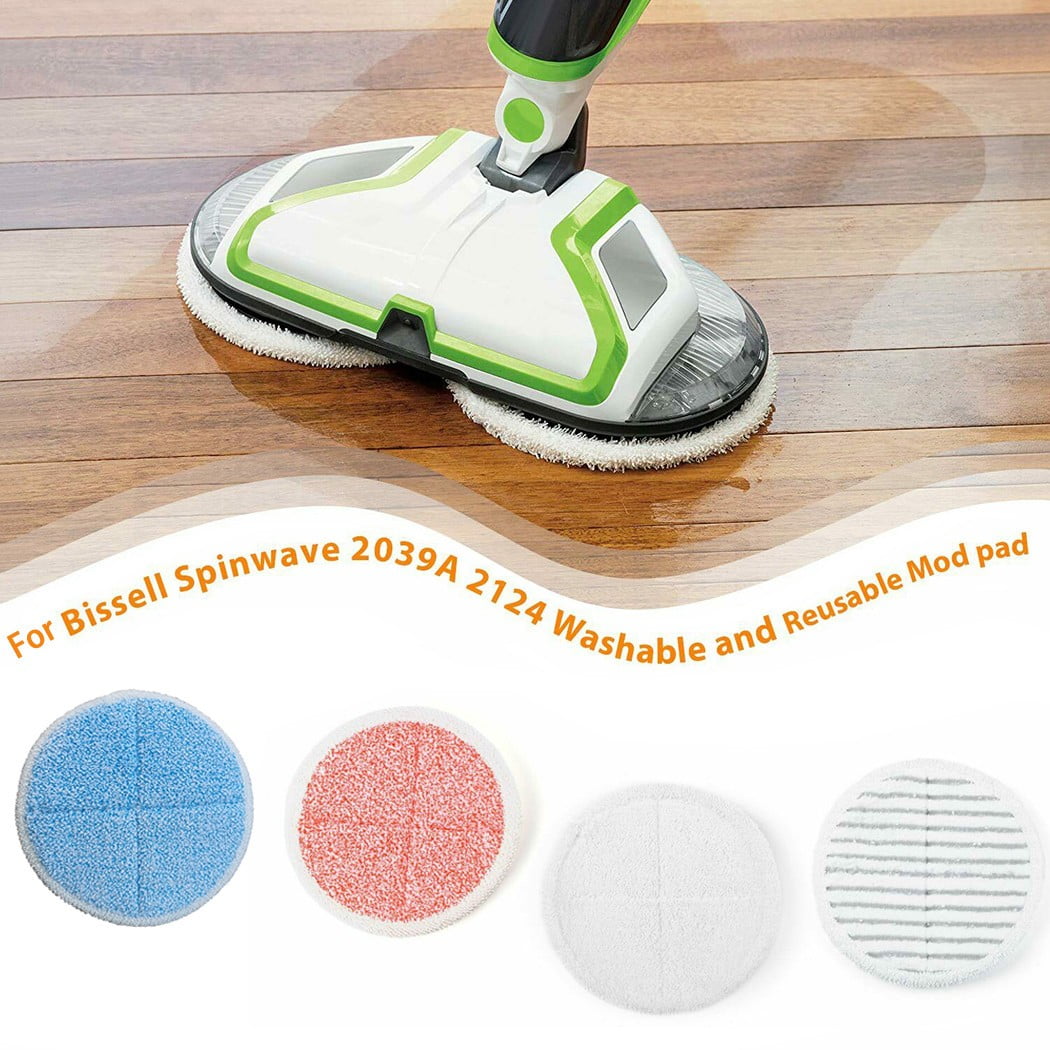 4 Pack Mop Pads Replacement for Bissell Spinwave Washable Hard Floor Mops Scrub 