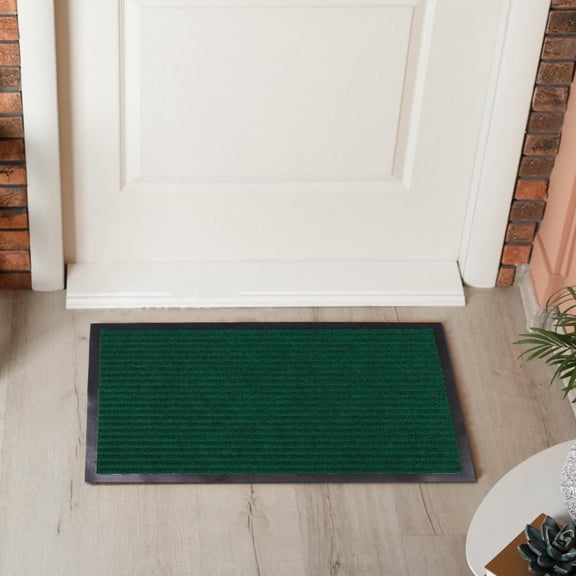 FENGGUIQU Indoor Door Mat Dark Green Absorbent Floor Rug for Kitchen Hallway and Entrance