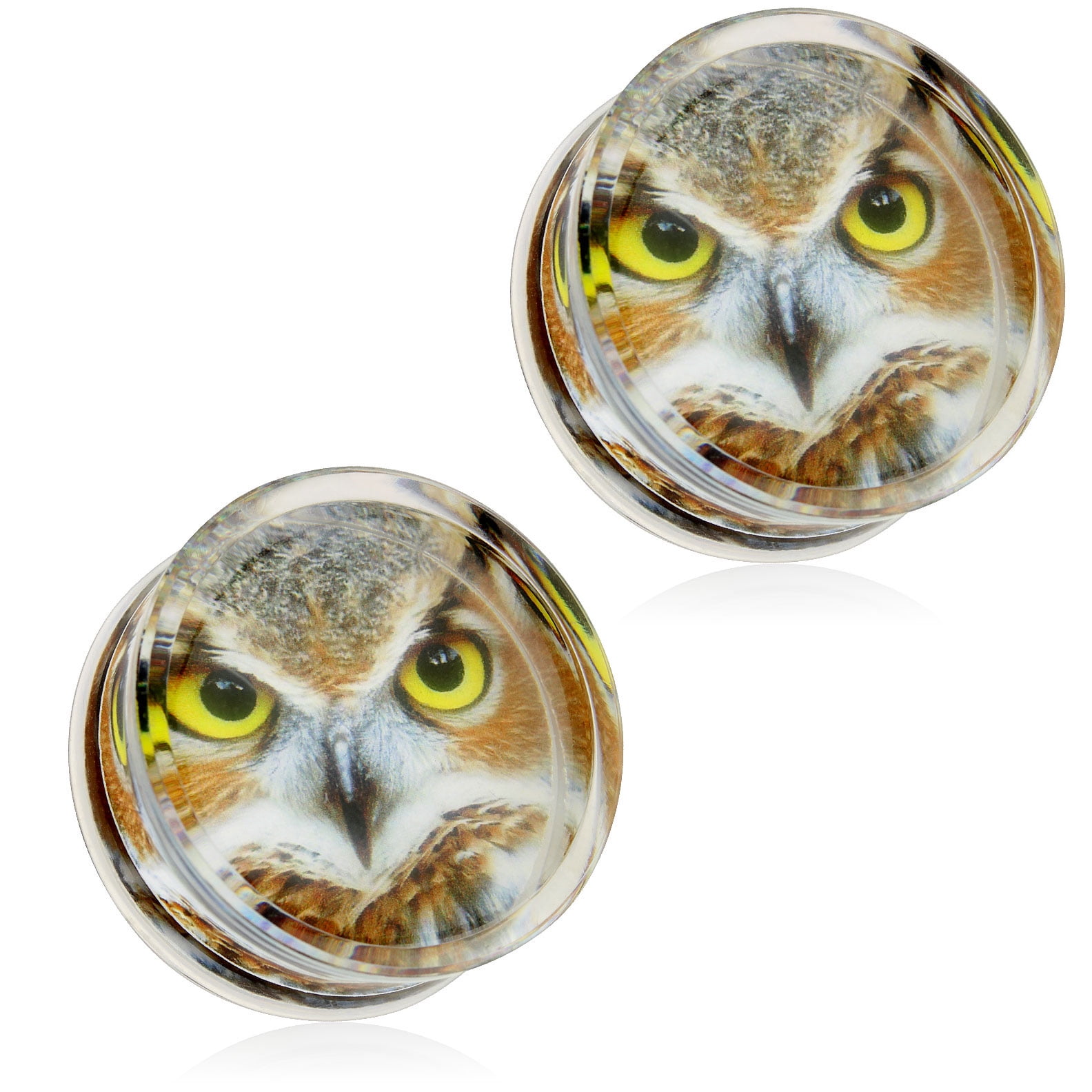 Sold as a Pair Patterned Owl Acrylic Fake Plug