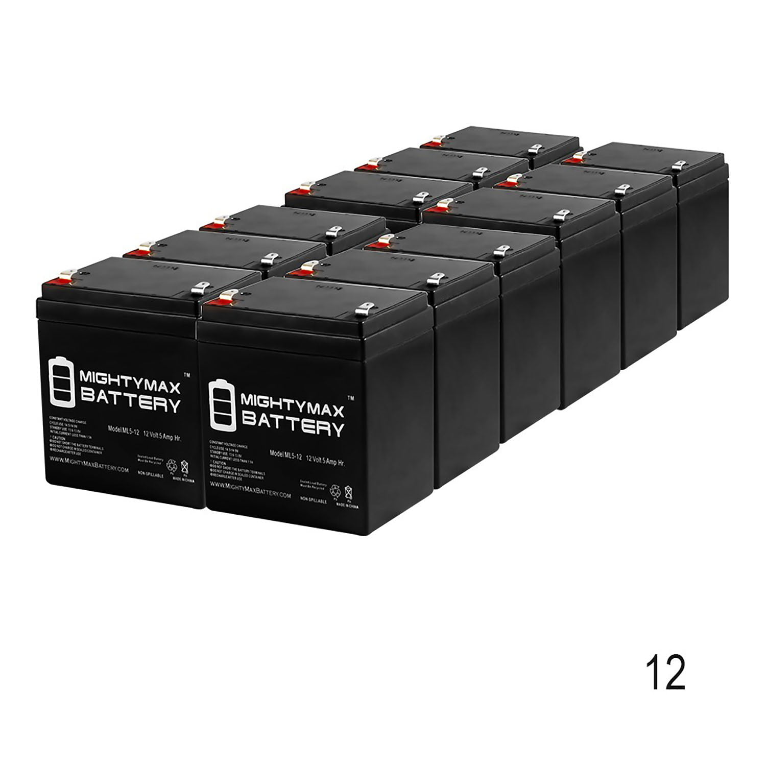 ML5-12 - 12V 5AH SLA Battery T1 Terminals for ZB-12-5, ZB-12-4.5 - 12 Pack