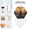 thumbnail image 6 of Honeii Flower Meditating Rabbit print Leather Coaster Set of 4, ideal for safeguarding your furniture from drinks spills and effortless cleanup-Hexagon, 6 of 6