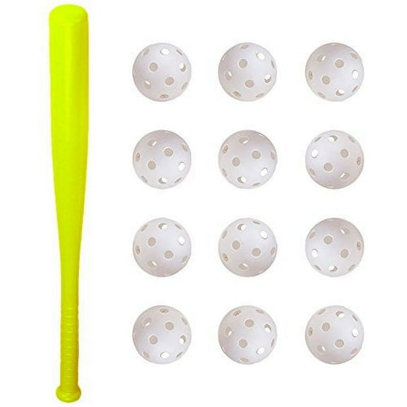24" Plastic Children's Baseball Bat & 12 Poly Baseballs - Big League Bundle Baseball/Softball Practice & Recreation Set – Backyard Sport Youth-Sized Play Toy - Includes Orange Bat & Plastic Balls
