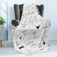 thumbnail image 4 of Cats Soft Flannel Fleece Throw Blanket, Doodle Composition of Animals with Various Words Hand Drawn Design, Cozy Plush for Indoor and Outdoor Use, 60" x 80", Dark Brown White, by Ambesonne, 4 of 5