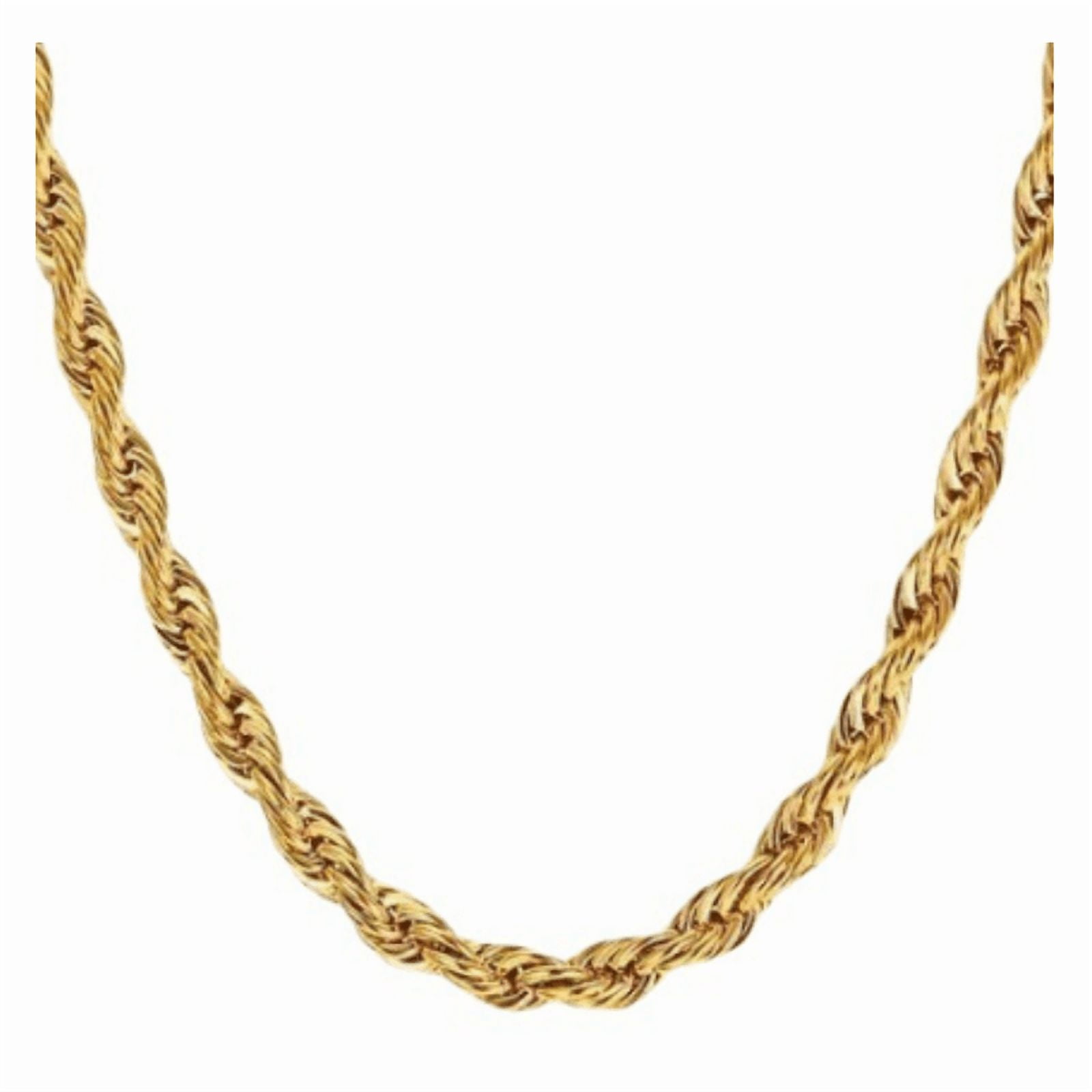 14K Yellow Gold Solid Rope Chain Necklace Diamond Cut Real Men Women Jewelry| 5.0 mm | 24 Inches | MADE IN ITALY