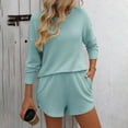 thumbnail image 3 of 2 Piece Sets For Women Comfy Crewneck Long Sleeve Pullover Tops And Shorts Fashion Casual Loose Louge Sets With Pockets plus Womens Swimsuits plus Size Womens Womens Swim Trunks Swim Shorts Lace Two, 3 of 7
