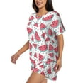 thumbnail image 2 of Fuzoiu Watermelon Print Women's Short-Sleeved Pajama Set,Lounge Sleepwear Set,Womens Pajama Sets 2 Piece,Button-Up Top and Shorts with Pockets-Large, 2 of 7