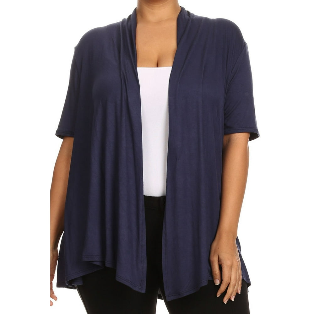 BNY Corner BNY Corner Women Plus Size Short Sleeve Cardigan Open