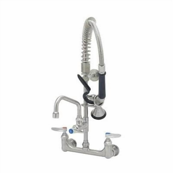 T&S Brass - Stainless Steel Mini-Pre-Rinse unit with S-0107-Y, 8'' Wall Mount with 6'' Swing Nozzle, Lever Handles & 6'' Wall Bracket