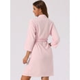 thumbnail image 3 of DARING DIVA Women's Waffle Bathrobe Soft Kimono Spa & Bath Mid-Length Robes M Pink, 3 of 6
