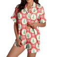 thumbnail image 2 of Matching Christmas Pajamas for Women Short Sleeve Xmas Print Tops Shorts Set Button Down Casual Loungewear Set Pjs Gifts for Wife, 2 of 5