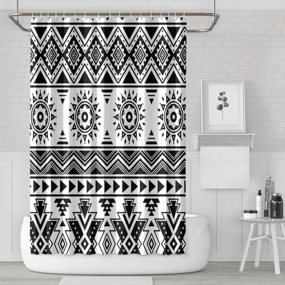 Bohemian Artistic Vintage Shower Curtain 72x72 Inches Quick-Dry Polyester Curtain with Plastic Hooks Rustic Earthy Style