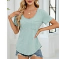 thumbnail image 6 of AherBiu Summer Casual Tops for Women Scoop Neck Short Sleeve Loose Fitting Tunic Top Tees Vintage Tshirts, 6 of 8