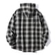 thumbnail image 4 of Blusa de manga larga con capucha para hombre, estilo holgado, a cuadros, con botones y cordón ajustable, de poliéster., 4 of 4