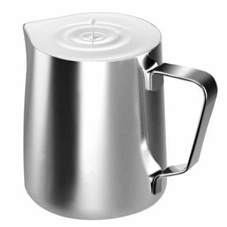 Aibecy Espresso Steaming Pitchers Stainless Steel Espresso Milk Frothing  Pitcher with Thermometer Coffee Milk Frothing Cup Coffee Steaming Pitcher  600ml Barista Pitcher Milk Cup 