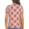 thumbnail image 3 of Fuzoiu Strawberry Print Women's V-Neck T-Shirt,Women's Short Sleeve Top, Comfortable for Work, Leisure, and Sports, 3 of 7
