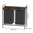 thumbnail image 2 of Aqzb Laundry Hamper Storage Basket, Laundry Sorter with Pull-Out Bags & Wooden Top, Black, 2 of 7