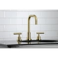thumbnail image 3 of Kingston Brass FSC8933CML Manhattan Widespread Bathroom Faucet with Brass Pop-Up, Brushed Brass, 3 of 5
