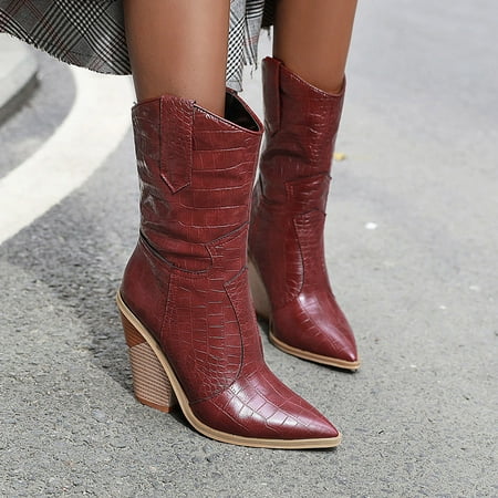 

Qepwscx Women s Wedges Pointed Toe Comfortable Embroidered Western Rodeo Cowboy Boots