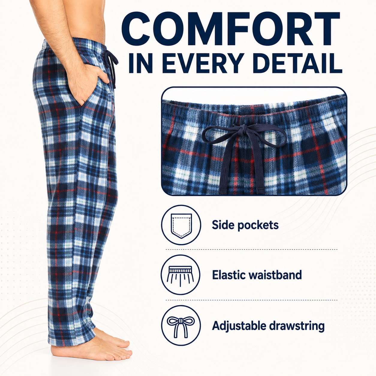 Daresay Men's Microfleece Pajama Pants, 3-Pack photo 8