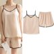 thumbnail image 5 of Karight Sleepwear for Womens Straps Tank Top Shorts 2 Piece Pajamas Lace Faux Silk Nightgowns Plain Match Thin Pjs Sets, 5 of 5