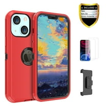 Xihaiying iPhone 13 Case   Screen Protectors   Belt Clip Holster, Heavy Duty Hard Shockproof Armor Protector Case (Red Black)