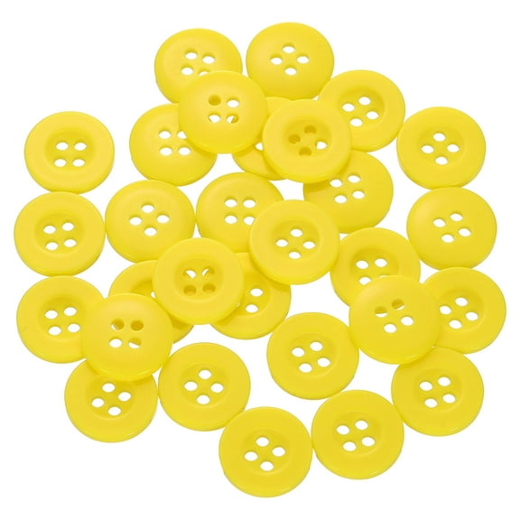 30pcs 20L Sewing Buttons 1/2"(12.5mm) Resin Round Flat 4-Hole Craft Replacement Buttons for Sewing Clothing and DIY, Yellow