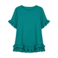 thumbnail image 2 of Babysbule Women Crew Neck Ruffle Flutter Short Sleeve Blouse Loose Fit Casual Top for Spring Summer Brunch Vacation Street Outfits, 2 of 5