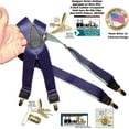 thumbnail image 2 of Holdup Brand Dark Blue with Red Dot Pattern X-back Suspenders Patented No-slip Clips, 2 of 4